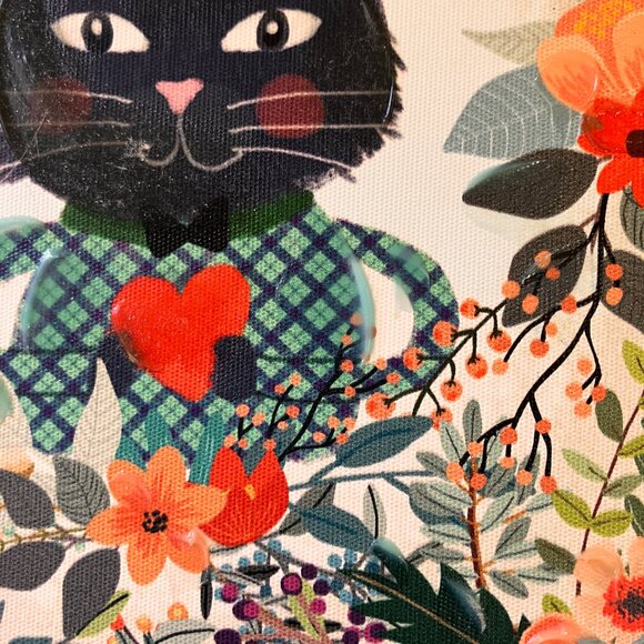 Vintage Mia Charro Cat And Heart Print- Waxed Print on Wood Block Frame - Picture 6 of 8